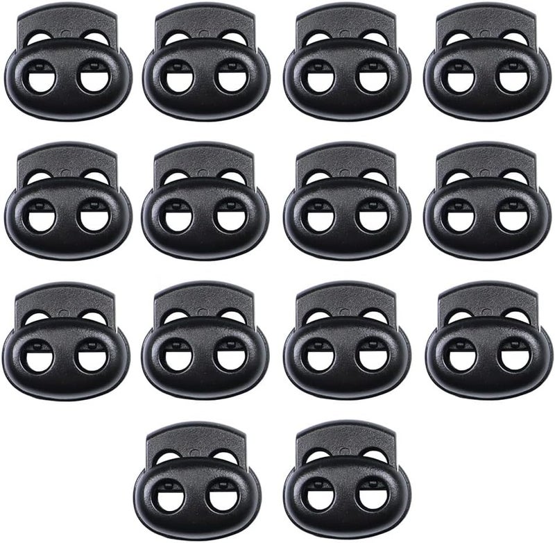 Baitoo Toggles for Drawstrings,Double and Single Hole Spring Cord Locks Toggles Cord Plastic Ends Stopper for Paracord Rope - Image 1